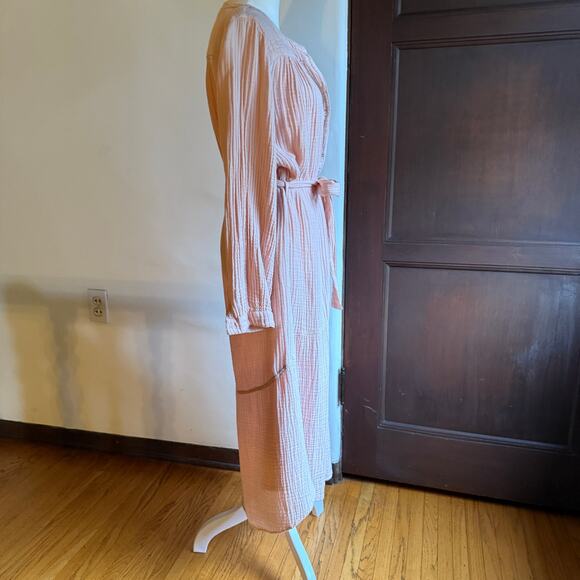 XIRENA | Opal Pink Double Gauze Long Sleeve Midi Dress Extra Small - Picture 6 of 8